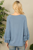 Layered Ruffle Bell Sleeve Knot Hem Solid Top
