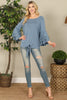 Layered Ruffle Bell Sleeve Knot Hem Solid Top