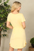 Short Sleeve Elastic Waist Tie Solid Dress