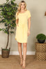 Short Sleeve Elastic Waist Tie Solid Dress