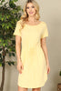 Short Sleeve Elastic Waist Tie Solid Dress