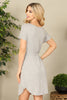 Short Sleeve Elastic Waist Tie Solid Dress