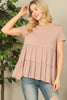 Short Sleeve Tiered Solid Top