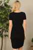 Side Ruched Tie Solid Dress