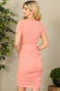 Side Ruched Tie Solid Dress