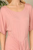 Ruched Wrap Split Hem Half Sleeve Dress