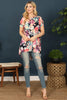 Short Sleeve Long Back Tunic Floral Top