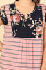 Short Sleeve Contrast Floral Stripes Dress - Riah Fashion