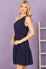 One Shoulder Sleeveless Tiered Ruffle Solid Mini Dress