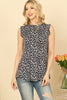 RUFFLE SLEEVELESS AND NECK LEOPARD TOP