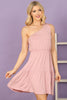 One Shoulder Sleeveless Tiered Ruffle Solid Mini Dress