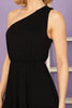 One Shoulder Sleeveless Tiered Ruffle Solid Mini Dress