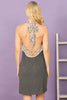 Halter Tie Animal Print Solid Dress