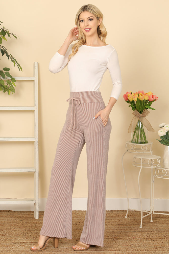 Waist Tie Stripe Long Pants