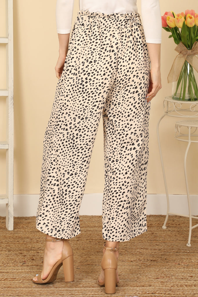 Waist Tie Animal Print Side Pocket Pants