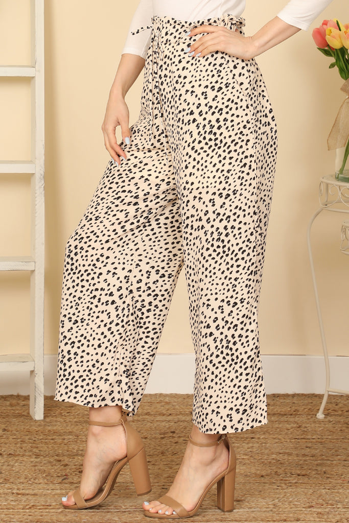 Waist Tie Animal Print Side Pocket Pants