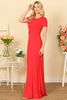SHORT SLEEVE ROUND NECK CROSS FRONT SOLID MAXI DRESS