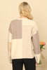 V-Neck Color Block Button Detail Sweater