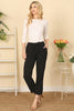 Elastic Tie Waist Side Pocket Solid Pants