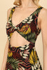 Sleeveless Twist Front Cut-Out Tropical Mini Dress