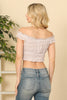 Printed Off Shoulder Smocked Crop Top