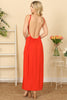 Double Strap Ring Front Cut-Out M-Slit Backless Maxi Dress