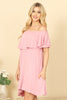 OFF SHOULDER SOLID MINI DRESS