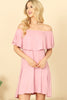 OFF SHOULDER SOLID MINI DRESS