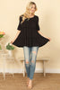 FLOUNCE SLEEVE TIERED RUFFLE SOLID TOP