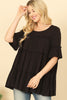 FLOUNCE SLEEVE TIERED RUFFLE SOLID TOP