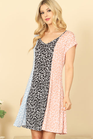 Half Puff Sleeve Button-Down Solid Dress