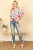 MULTI PRINT HALF PUFF SLEEVE PRINTED HANGING BLOUSE TOP