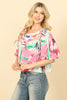 MULTI PRINT HALF PUFF SLEEVE PRINTED HANGING BLOUSE TOP