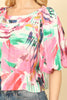 MULTI PRINT HALF PUFF SLEEVE PRINTED HANGING BLOUSE TOP