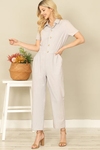 SPAGHETTI STRAP SIDE POCKET FLORAL JUMPSUIT