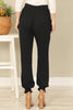 SMOCKED WAIST AND BOTTOM HEM SIDE POCKET SOLID PANTS