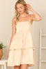 SPAGHETTI STRAP VELVET TIERED DRESS