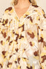RUFFLE DETAIL LONG SLEEVE PRINTED TOP