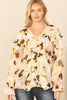 RUFFLE DETAIL LONG SLEEVE PRINTED TOP