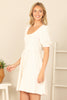 SCOOP NECK RIBBON BACK TEXTURED SOLID DRESS