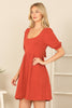 SCOOP NECK RIBBON BACK TEXTURED SOLID DRESS