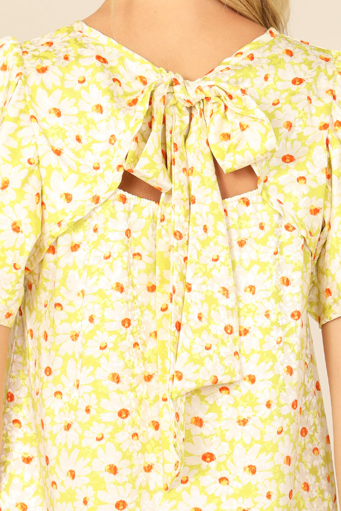 SHORT RUFFLE SLEEVE FLORAL MINI DRESS