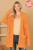 PLUS SIZE POPCORN FRONT POCKET OPEN CARDIGAN