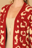 KNITTED FRONT POCKET PRINTED OPEN CARDIGAN