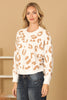 FUZZY RAGLAN LEOPARD PRINT CROP SWEATER