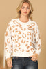 FUZZY RAGLAN LEOPARD PRINT CROP SWEATER