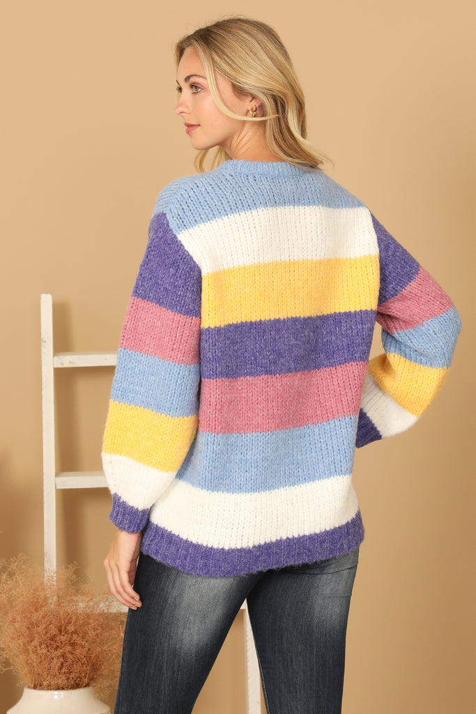 COLOR BLOCK KNITTED SWEATER