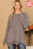 PLUS SIZE CHUNKY CHENILLE KNIT SCALLOPED HEM SWEATER