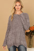 CHUNKY CHENILLE KNIT SWEATER WITH SCALLOPED HEM SWEATER