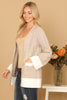 KNITTED DETAIL LONG SLEEVE OPEN CARDIGAN